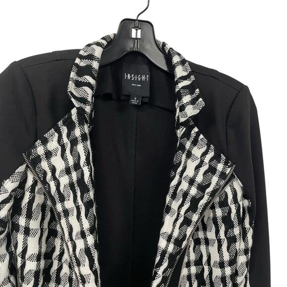 NWT Insight New York Zipper Accent Black White Houndstooth Jacket Womens 2 - Picture 3 of 7